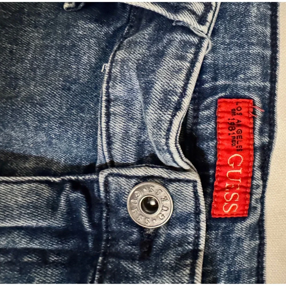 GUESS Mateo Cargo Jeans‎ Men Size 32x30 Medium Wash Acid Wash Stretch Denim
